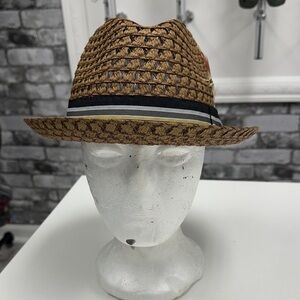 Brown Woven Fedora Hat with Black Band